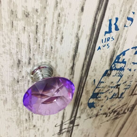 Diamond Shape 1.18" Cabinet Drawer Knob Pull Handle with Screw 10pcs Purple - Picture 5 of 6